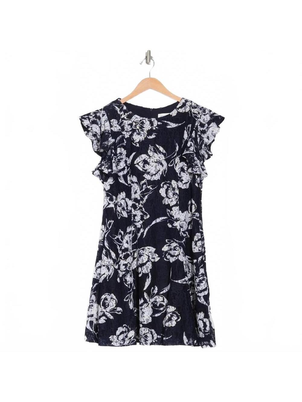 NWT Eliza J Floral Ruffle Sleeve Lace Fit & Flare Dress, NEW IN PACKAGE, Size 6